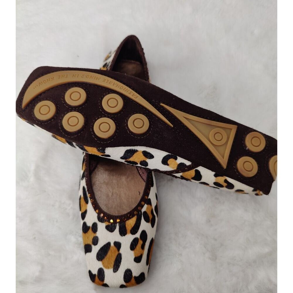 Vintage Y2K white leopard Print Rhinestone Flats Sz 9.5 - Picture 6 of 8